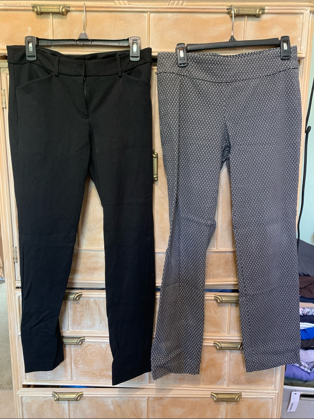 Express Women's Boot Cut Pants Duo - Black & Patterned Gray